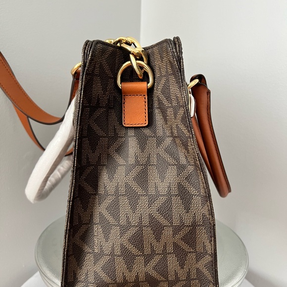 NEW MICHAEL KORS Hamilton Signature Large Tote Satchel Shoulder Bag Brown - Picture 6 of 8